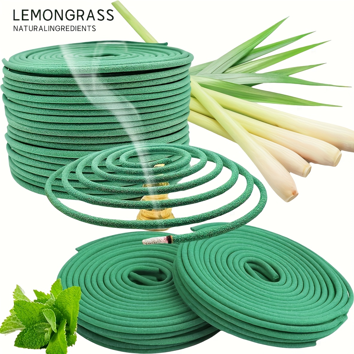 Smokeless Incense Stick - 22/42/72 Piece Lemongrass Essential Oil Coil