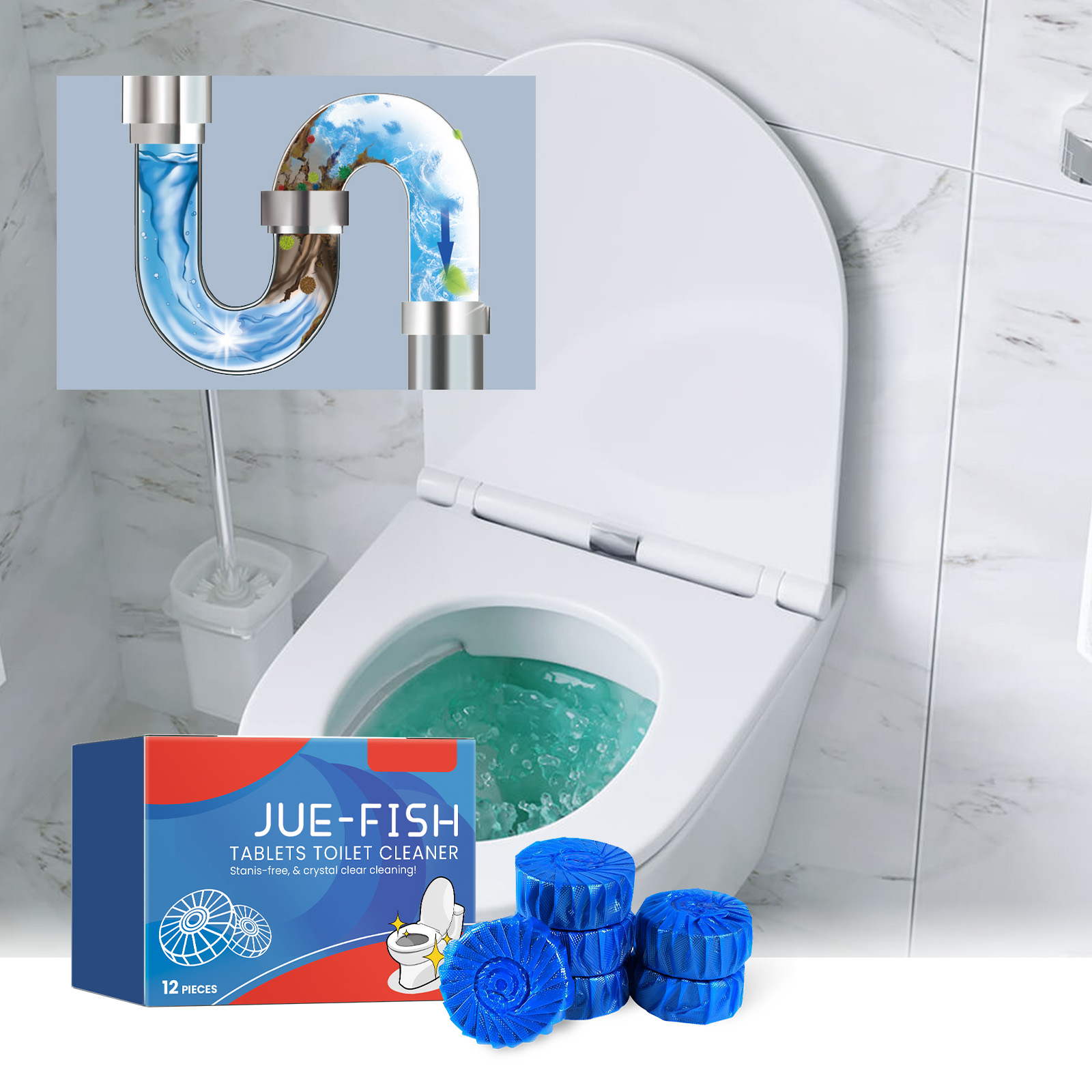 In Home Fragrance Products - 12Pcs Toilet Cleaner Toilet Cleaning Tablets