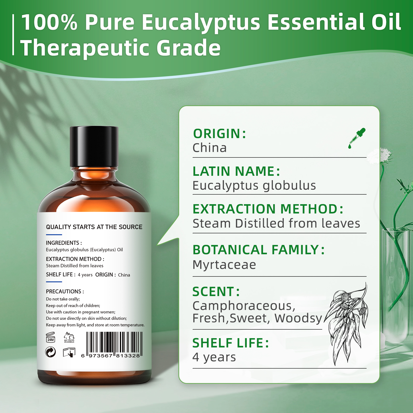 HIQILI 100ML Eucalyptus Vanill - Home Fragrance Eucalyptus ulasan dan harga
